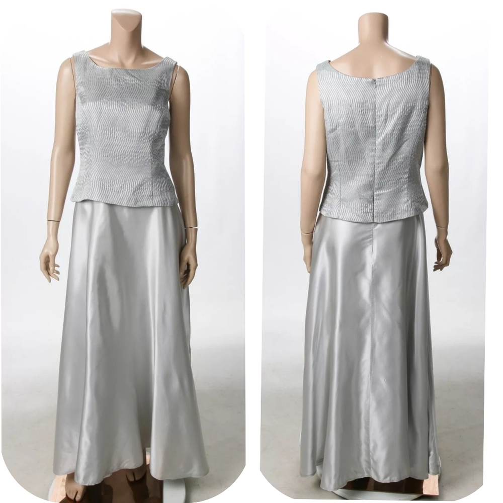Arianna by Rachel Kaye Vintage 90s Y2K Silver Gray Formal Party Dress sz 14